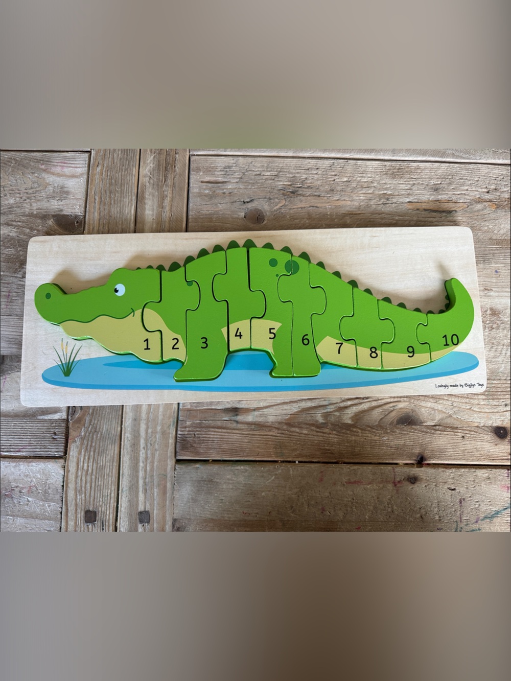 Green Crocodile Number Puzzle - Educational Reptile Toy